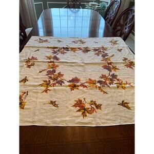 Fall Maple Leaf Tablecloth 47x47 Square Linen Autumn Harvest Thanksgiving Decor